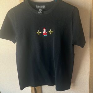 All points Black festive top with Santa Design